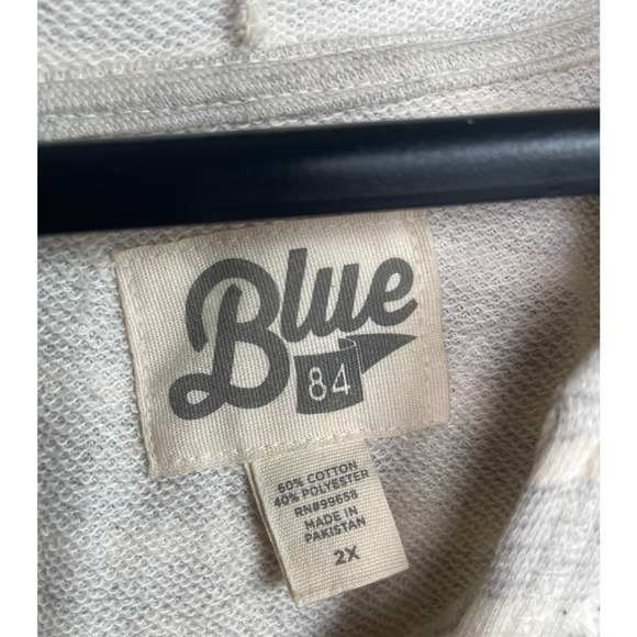 Blue 84 Striped Lace-up V-Neck Lightweight Hoodie Pullover 2X McCall Idaho - Picture 5 of 7